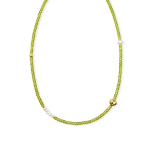 Vòng Cổ Thạch Anh Xanh Oliu Cắt Giác