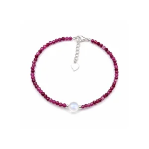 Vòng Tay Ruby Tím Cắt Giác (Phối Đá Mặt Trăng)