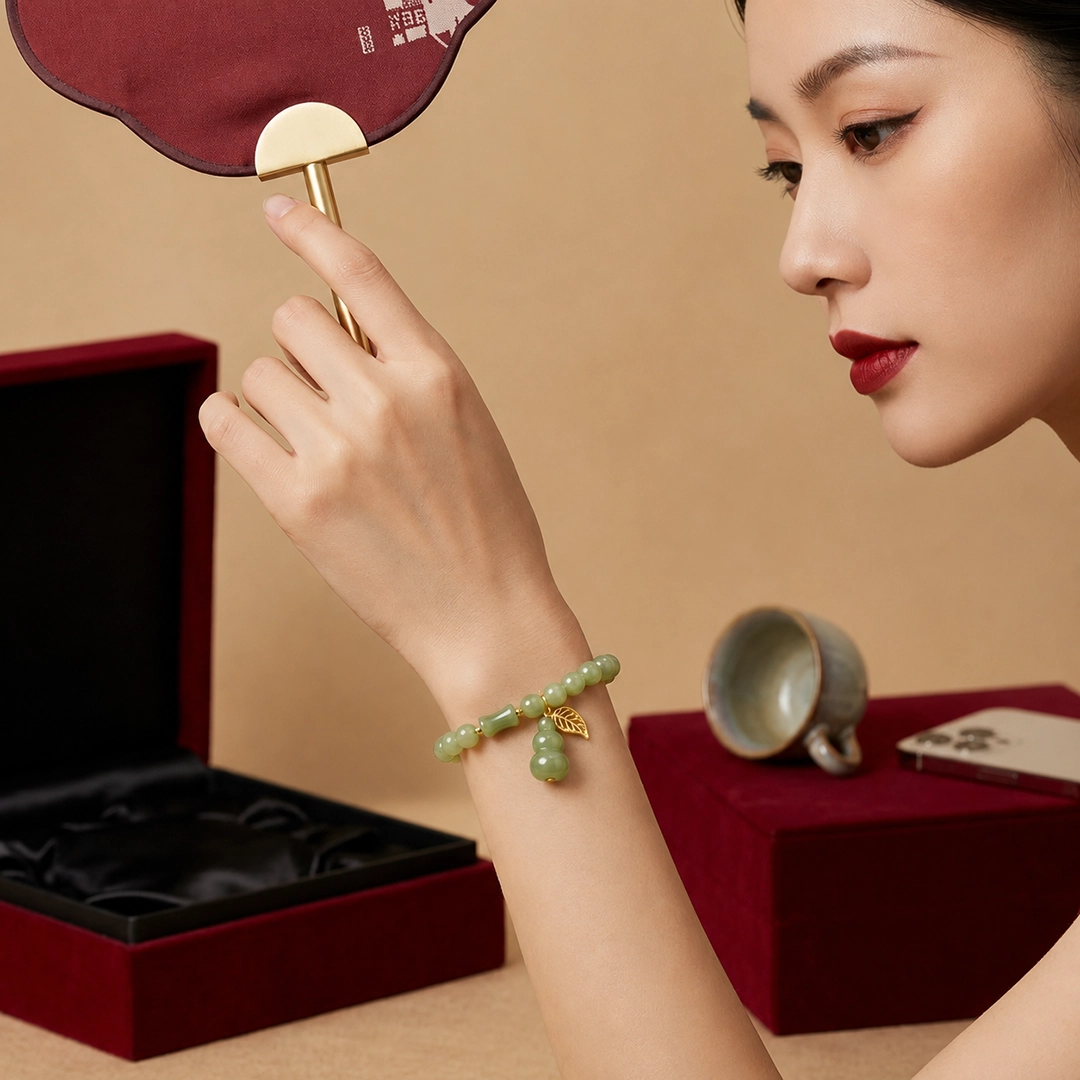 Vòng Tay Ngọc Hòa Điền (Phối Hồ Lô) - Ảnh 3