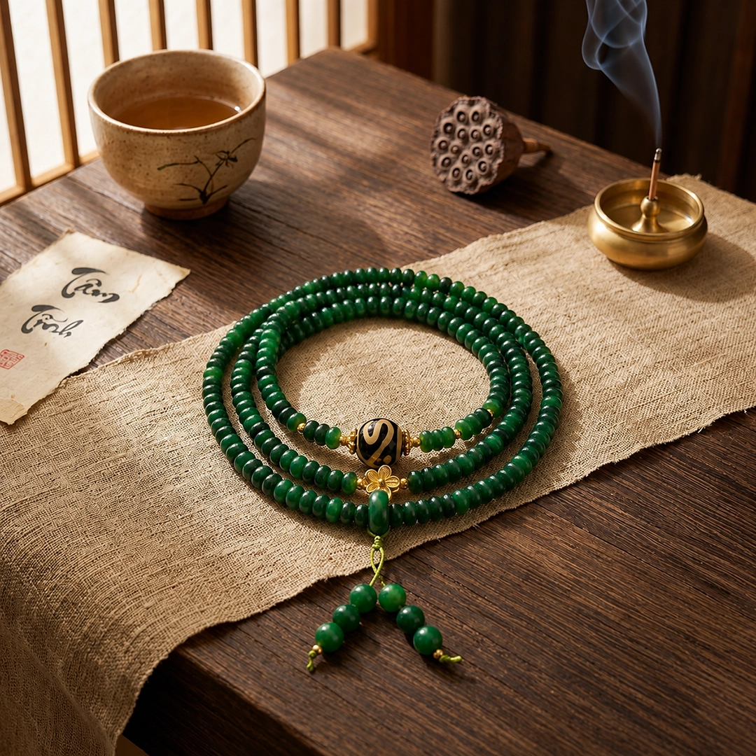 Chuỗi Vòng Mã Não Xanh (Phối Hạt Dzi) - Ảnh 4