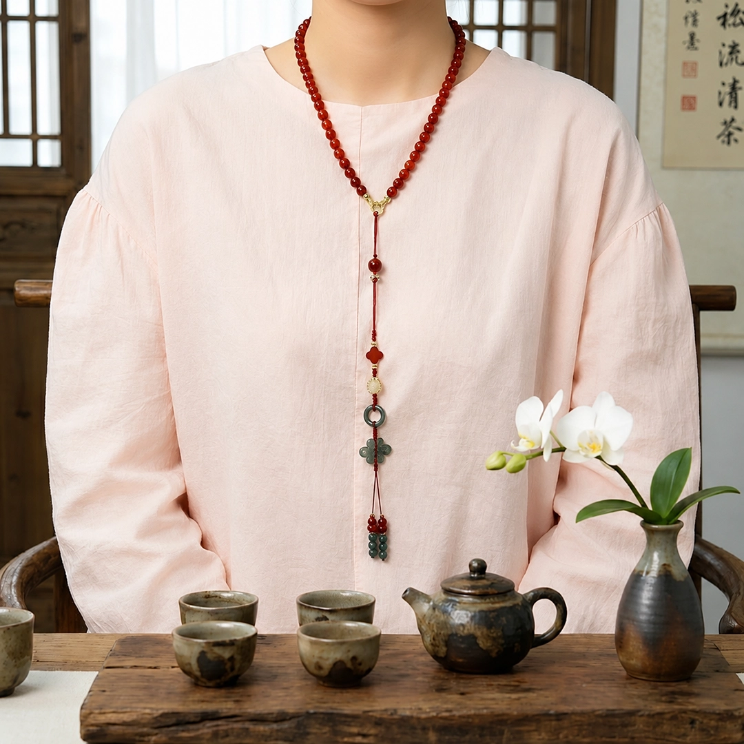 Vòng Cổ Mã Não Đỏ (Phối Ngọc Lam) - Ảnh 3