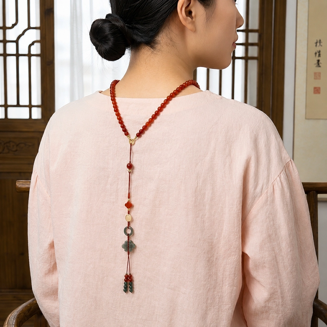 Vòng Cổ Mã Não Đỏ (Phối Ngọc Lam) - Ảnh 4