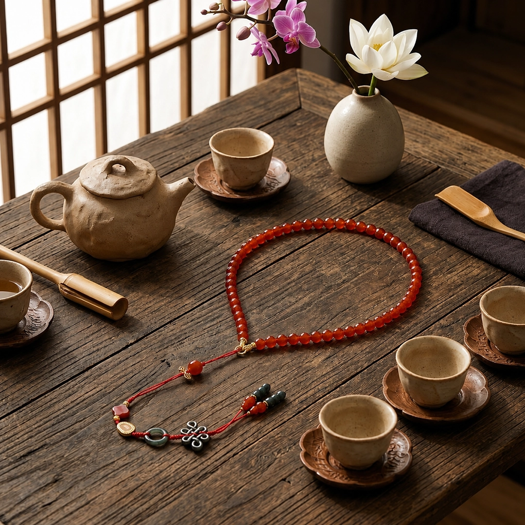 Vòng Cổ Mã Não Đỏ (Phối Ngọc Lam) - Ảnh 5