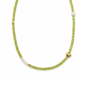 Vòng Cổ Thạch Anh Xanh Olive Cắt Giác