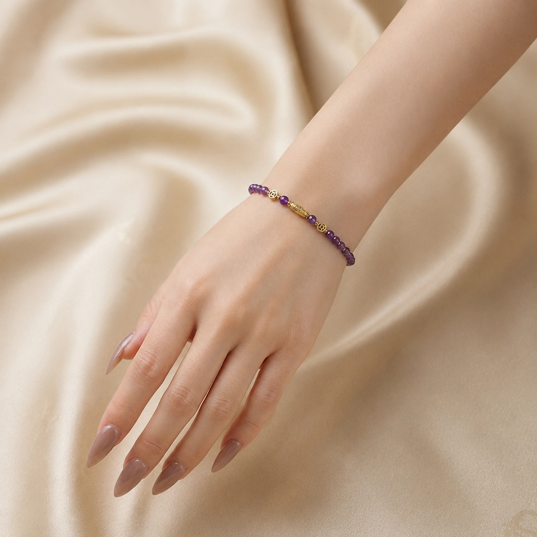 Vòng Tay Thạch Anh Tím (Phối Charm Cá) - Ảnh 3
