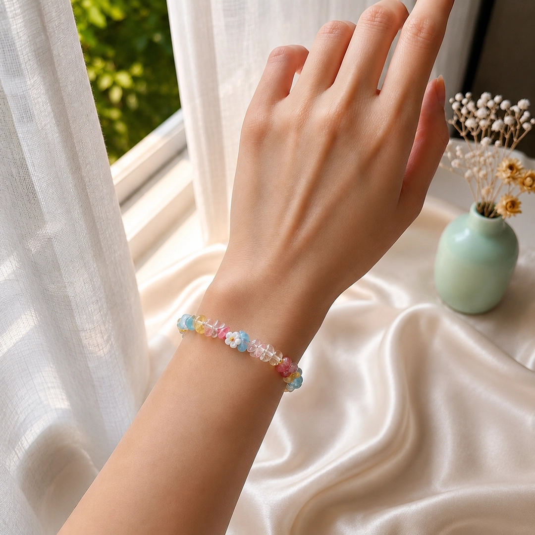 Vòng Tay Vụn Đá Thạch Anh Pastel - Ảnh 3