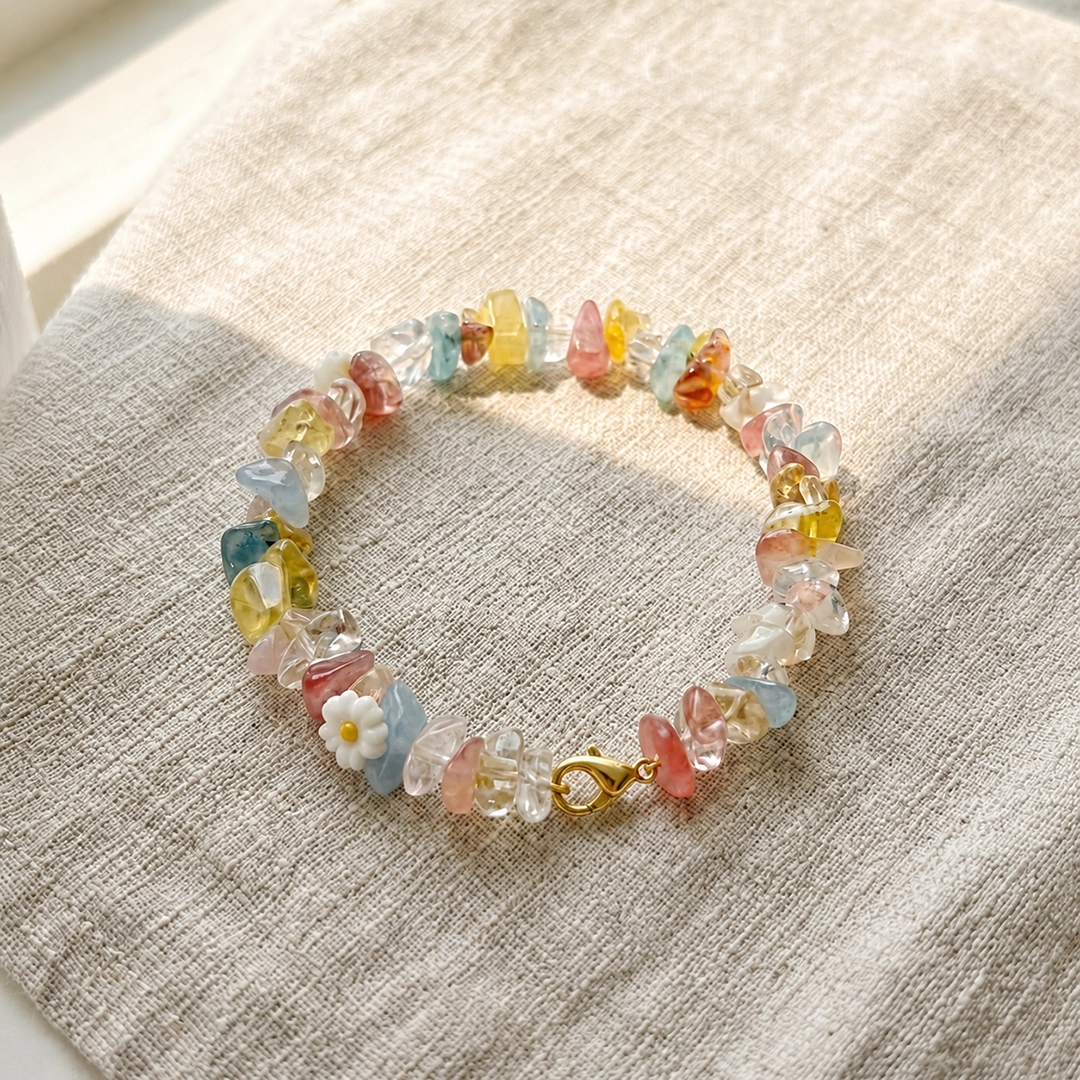 Vòng Tay Vụn Đá Thạch Anh Pastel - Ảnh 4