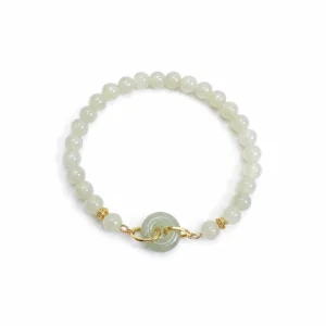 Vòng Tay Ngọc Hòa Điền (Phối Đồng Điếu Xi Vàng 24k)
