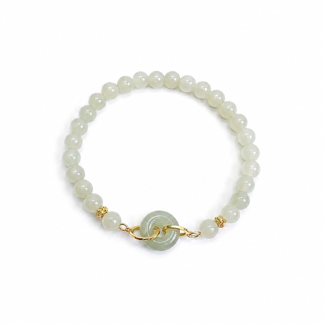 Vòng Tay Ngọc Hòa Điền (Phối Đồng Điếu Xi Vàng 24k)