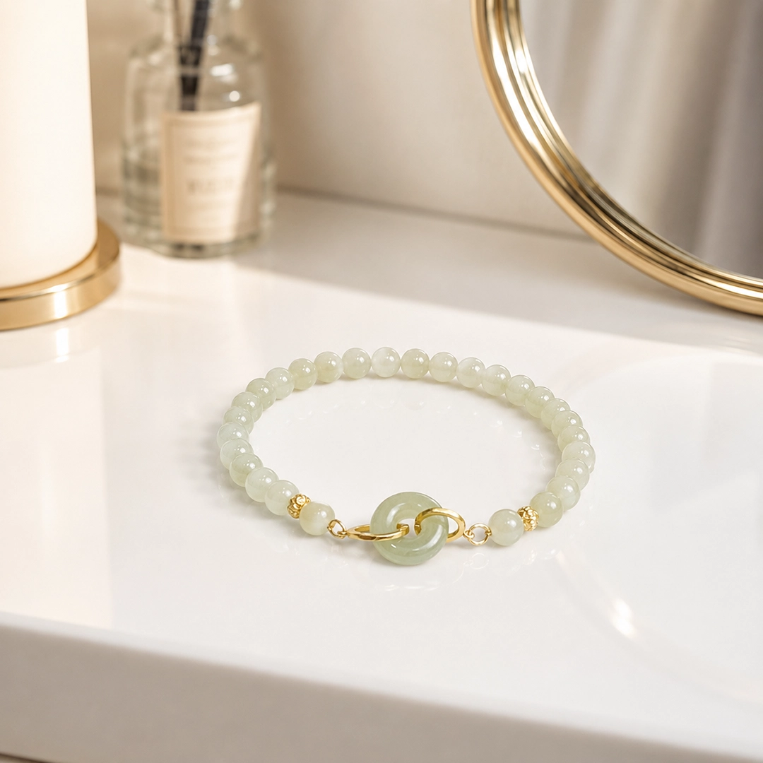 Vòng Tay Ngọc Hòa Điền (Phối Đồng Điếu Xi Vàng 24k) - Ảnh 4