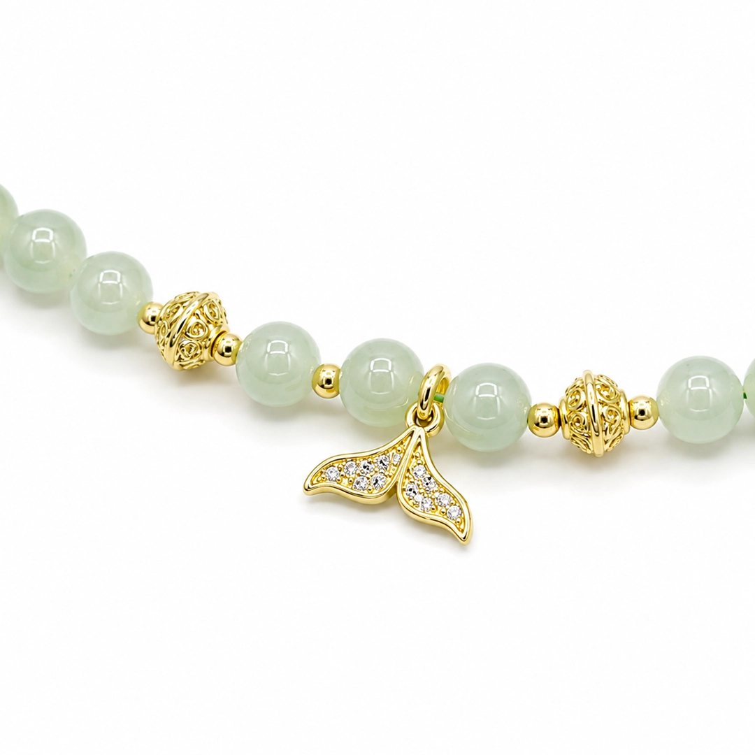 Vòng Tay Ngọc Hoà Điền (Phối Charm Đuôi Cá) - Ảnh 2