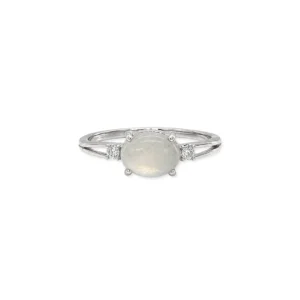 Nhẫn Mặt Oval Bạch Ngọc