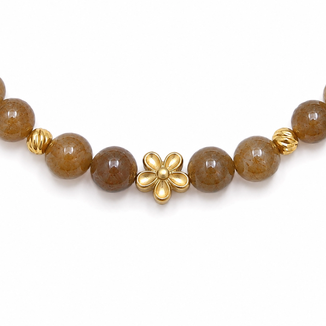 Vòng Tay Ngọc Hòa Điền Mật (Phối Charm Hoa) - Ảnh 2