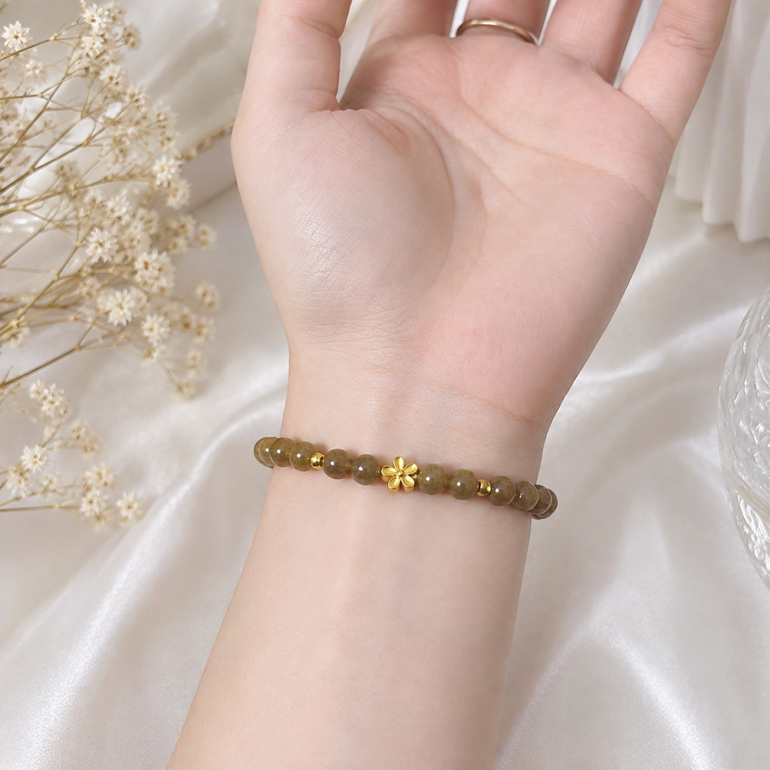 Vòng Tay Ngọc Hòa Điền Mật (Phối Charm Hoa) - Ảnh 3