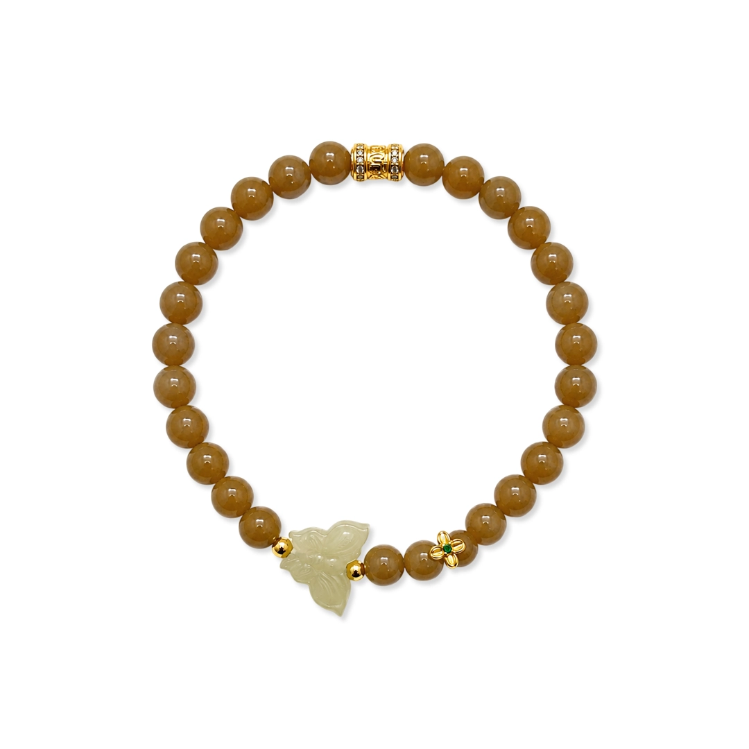 Vòng Tay Ngọc Hòa Điền Mật (Phối Charm Hồ Điệp, Lu Thống)
