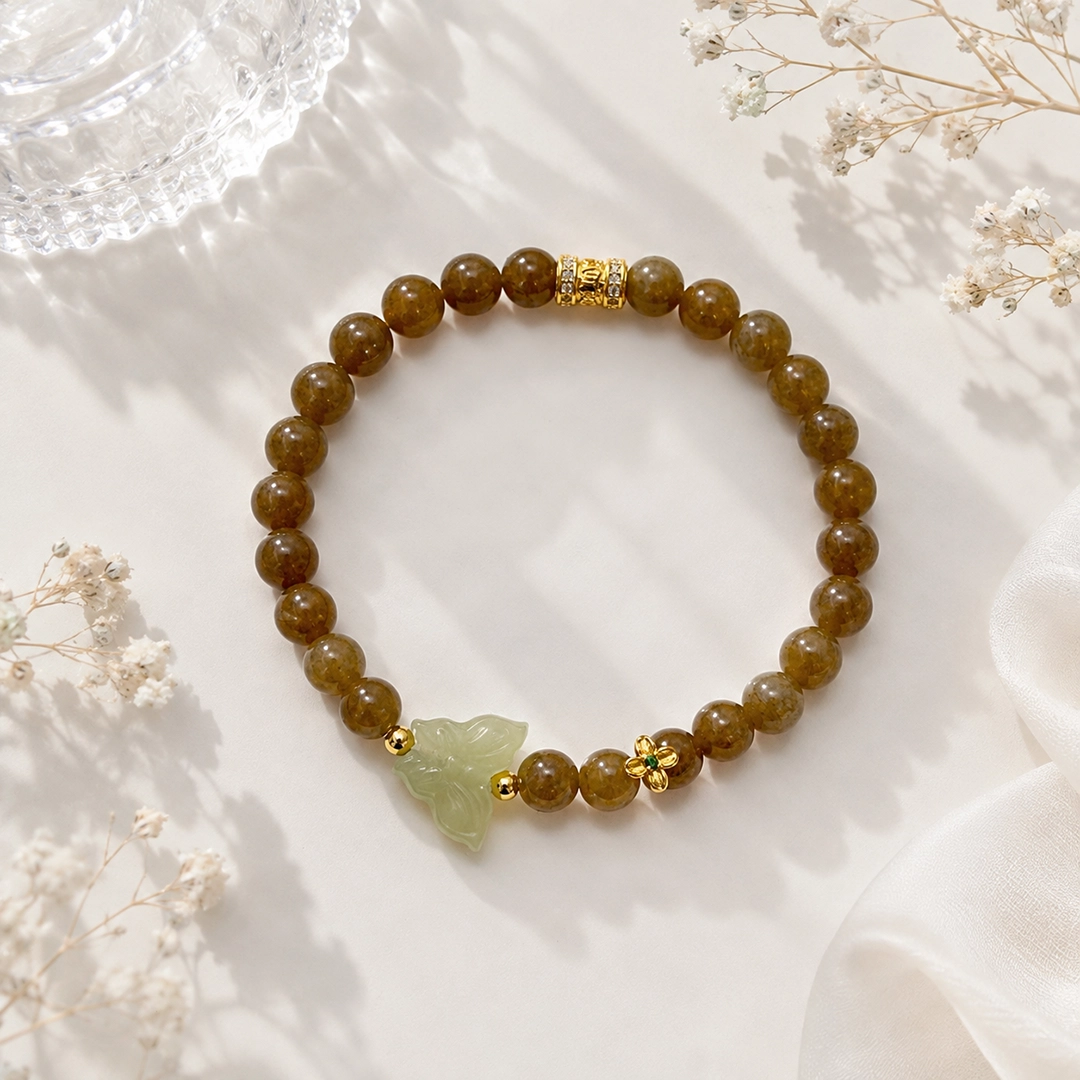 Vòng Tay Ngọc Hòa Điền Mật (Phối Charm Hồ Điệp, Lu Thống) - Ảnh 4