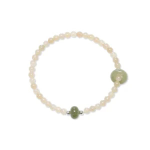 Vòng Tay Ngọc Hoà Điền Ngó Sen (Phối Hạt Lu, Charm Chạy)