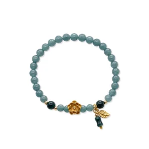 Vòng Tay Lam Ngọc (Phối Charm Hoa Sen, Đốt Trúc, Lá)