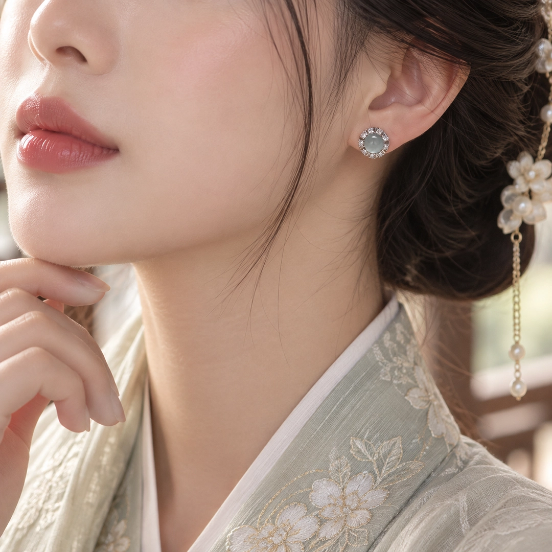 Khuyên Tai Lam Ngọc Băng Chủng - Ảnh 2