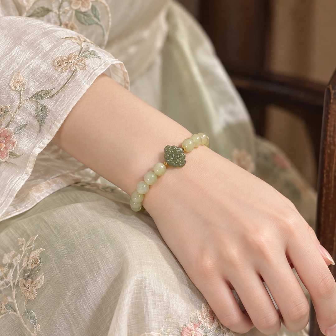 Vòng Tay Hoà Điền Thanh Trà (Phối Như Ý) - Ảnh 3