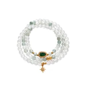 Chuỗi Vòng Thiên Sơn Thuý (Phối Charm Lá Bồ Đề Ngọc Bích)