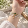 Chuỗi Vòng Thiên Sơn Thuý (Phối Charm Lá Bồ Đề Ngọc Bích) - Ảnh 3